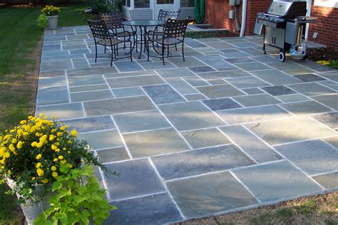 pinterest stone patio | Lovely tile patio | yard-HELP!! Bluestone Patio, Concrete Patio ...