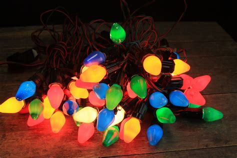 Vintage C-7 Christmas Light Strands with Bulbs // 4 Strands 44 Lights // Vintage Christmas by ...