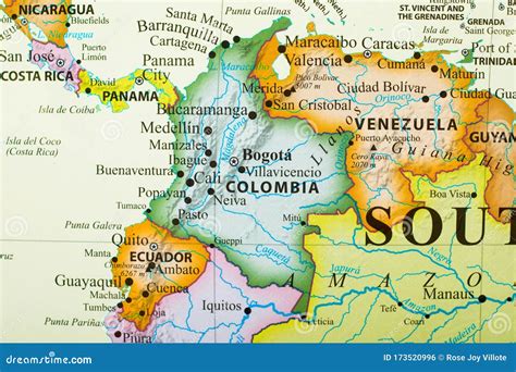 Map of Colombia stock photo. Image of boundery, city - 173520996