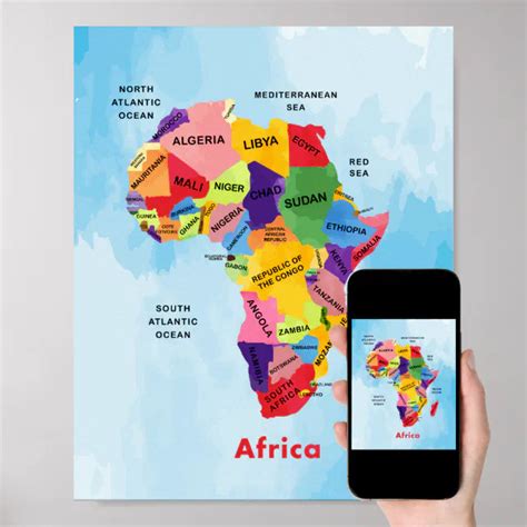 Africa Map watercolor artwork Poster | Zazzle