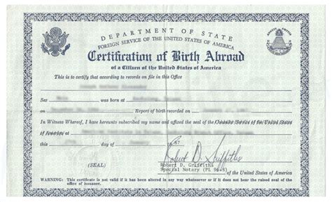 Free Printable Certificate Of Birth Abroad Template, Sample Download ...