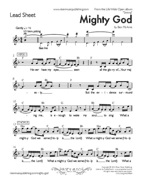 Mighty God Sheet Music PDF (Life Wide Open) - PraiseCharts