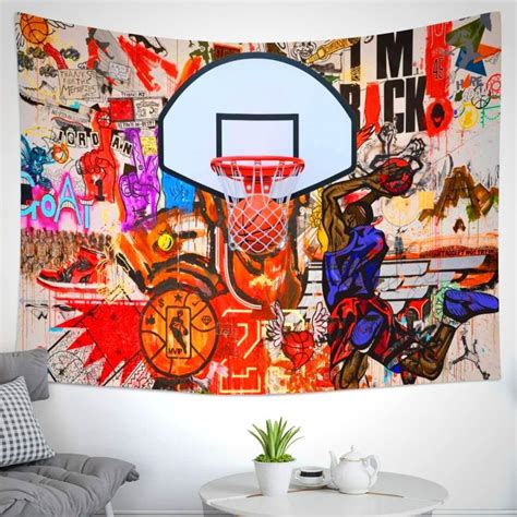 Basketball Graffiti Wall Art Tapestry 80x60in | Etsy