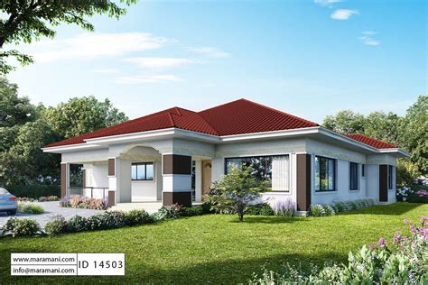 4 Bedroom House Plan - ID 14503 | House roof design, Four bedroom house plans, Bungalow house plans