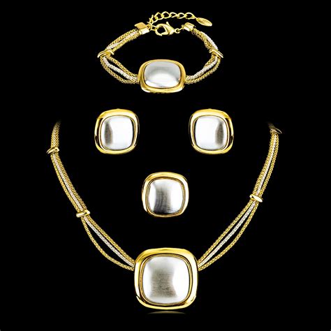 Nickel Free Gold Plated Zinc Alloy 4 Piece Jewelry Set with Easy Return