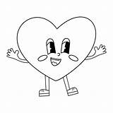Premium Vector  Groovy Retro Style heart character For coloring sketch template