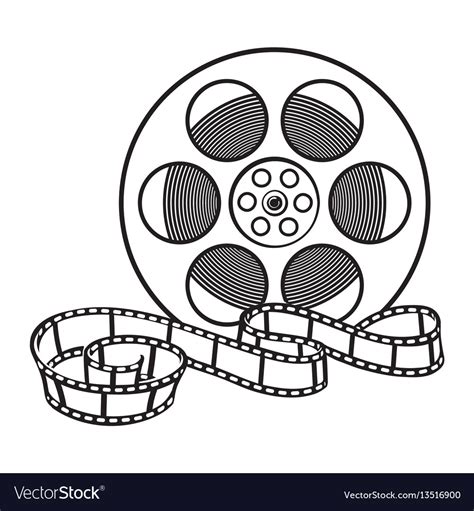 Classical motion picture cinema film reel sketch Vector Image