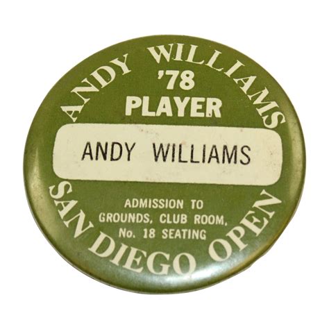 Lot Detail - Andy Williams' 1978 Player Badge to Andy Williams San Diego Open - Linn Strickler ...