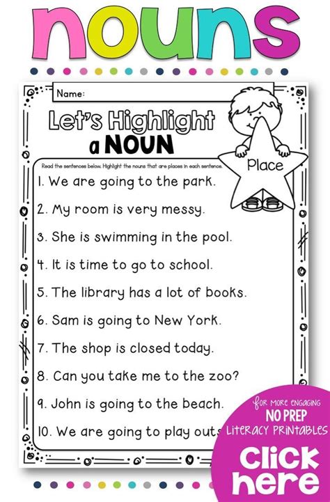 3 Proper Nouns Worksheet Nouns No Prep Printables | Nouns first grade, Nouns worksheet, First ...