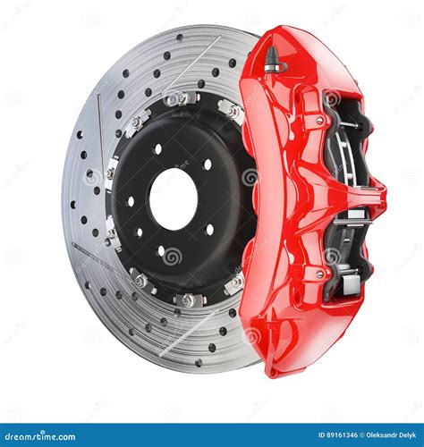 Brake Disk and Red Caliper. Brakes System Stock Illustration ...