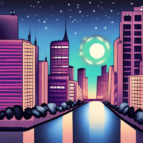 Night Cityscape Detailed Illustration · Creative Fabrica