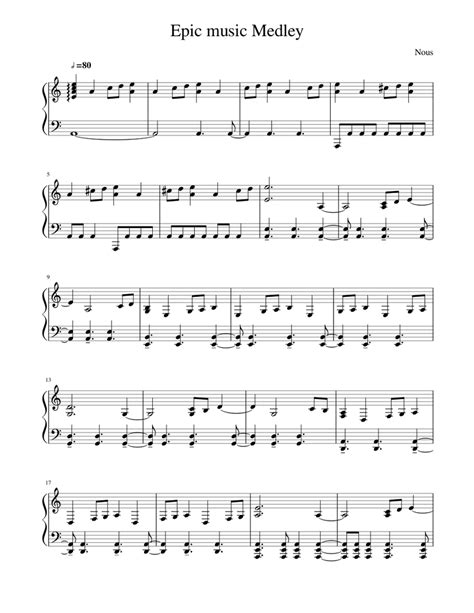 Epic music medley Sheet music for Piano (Solo) | Musescore.com