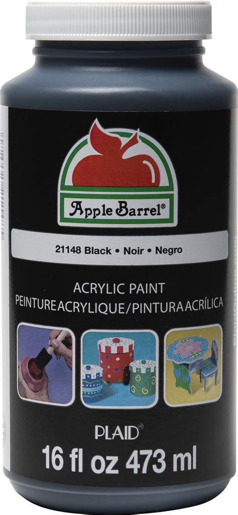 Apple Barrel 21148E Acrylic Craft Paint, Matte Finish, Black, 16 fl oz ...