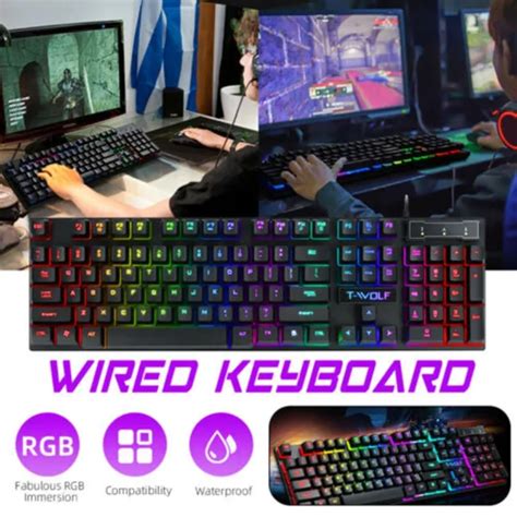 WIRED MECHANICAL KEYBOARD 104 Keys Keyboard Gaming Keyboard USB Wired ...