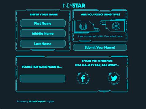 Star Wars Name Generator by Michael Campbell on Dribbble