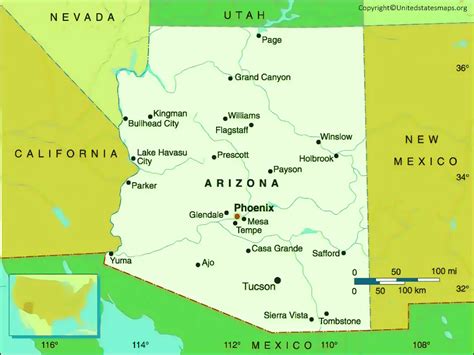 Arizona Political Map With Capital Phoenix, Important, 52% OFF