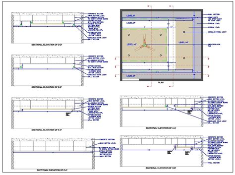 Designer False Ceiling Design Detail (Plan and Section) 14'x12' Cad Blocks Free, Architects Desk ...