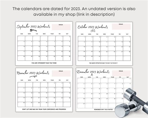 2023 Printable Monthly Workout Calendar Dated Fitness - Etsy