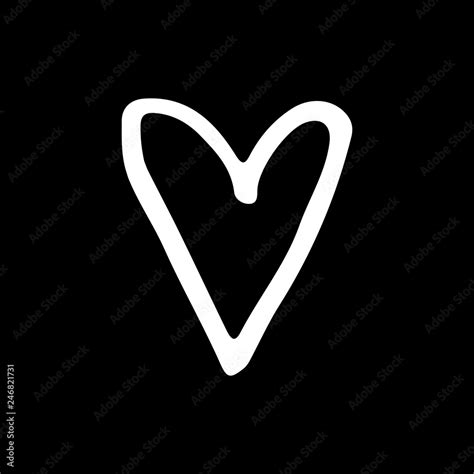 Cute cartoon hand drawn heart drawing. Sweet vector black and white ...