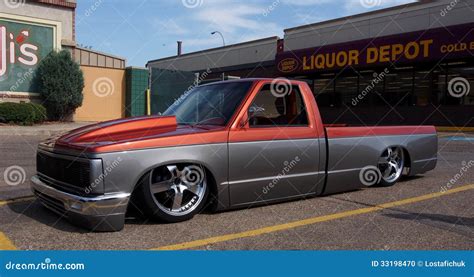 Red And Grey Lowrider Truck With Hydraulics Editorial Image - Image: 33198470