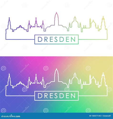 Dresden City Skyline. Colorful Linear Style Stock Vector - Illustration ...