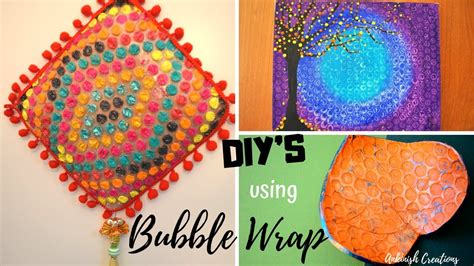 3 CREATIVE BUBBLE WRAP CRAFT IDEAS I Painting I Clay decor I Wall hanging - YouTube