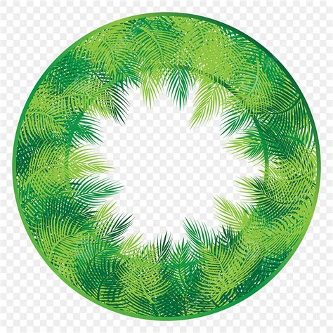 Tropical Leaves Circle Vector Hd Images, Circle Tropical Leaves Frame Border Coconut, Leaves ...
