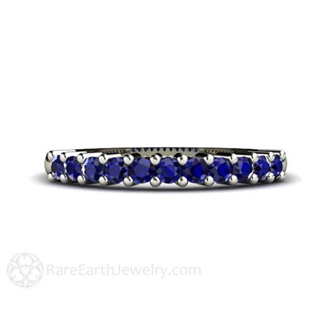 Blue Sapphire Band Blue Sapphire Ring Anniversary Band Wedding Ring 14K ...