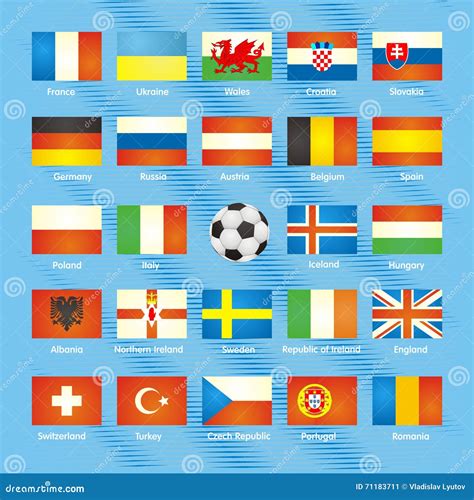 UEFA EURO 2016 Member Countries Vector Flags Stock Vector - Illustration of hungary, iceland ...