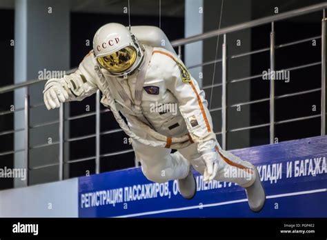 Kemerovo airport, Russia - January 31, 2018 - Copy of the space suit ...