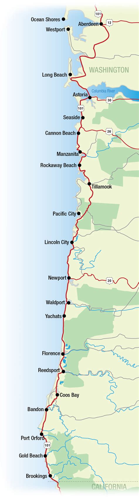 Map Of Pacific Coast Through Southern Washington Coast. | Bucket ...