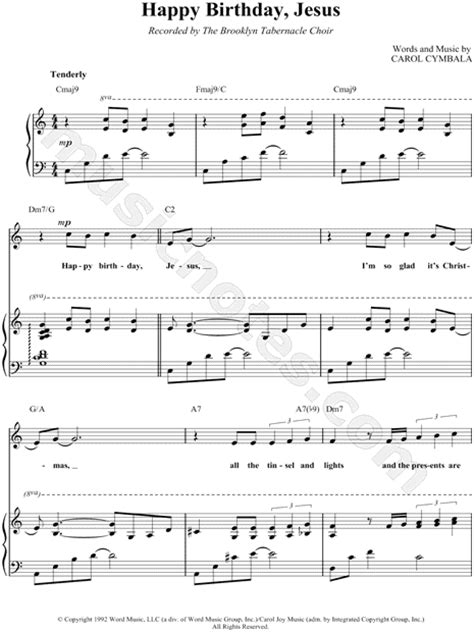 Brooklyn Tabernacle Choir "Happy Birthday, Jesus" Sheet Music in C ...