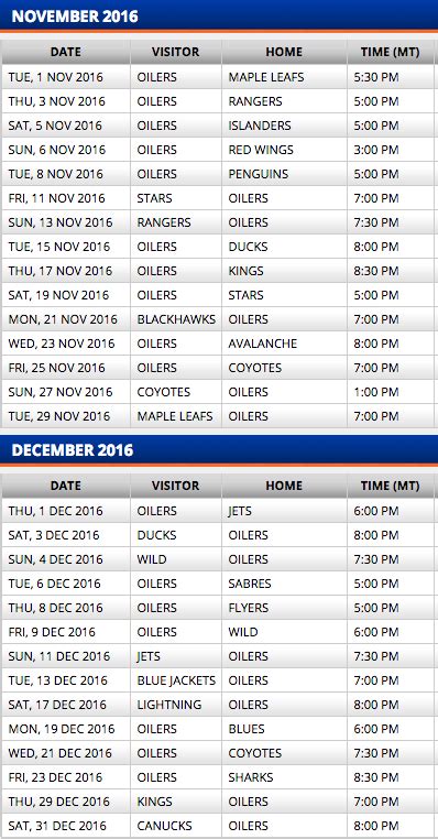 Oilers Game Schedule / Oilers Vs Sharks 2017 Live Stream Time Tv ...