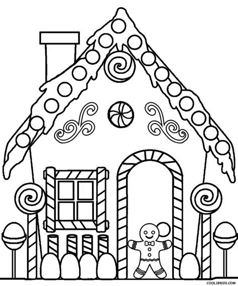 Printable Gingerbread House Coloring Pages For Kids