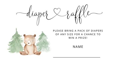 Pine trees little bear diaper raffle ticket enclosure card | Zazzle in ...