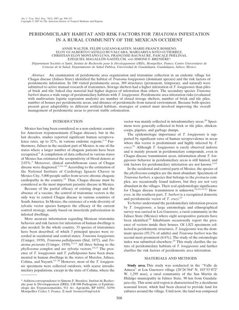 (PDF) Peridomicilary habitat and risk factors for Triatoma infestans in a rural community of the ...