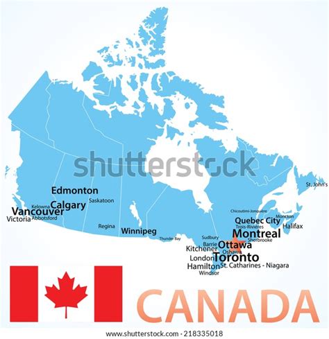 Canada Map Largest Cities Carefully Scaled Stock Vector (Royalty Free) 218335018 | Shutterstock