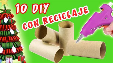 10 MANUALIDADES PARA NAVIDAD CON RECICLAJE - DECORACIÓN CON ROLLOS | Manualidades aPasos - YouTube