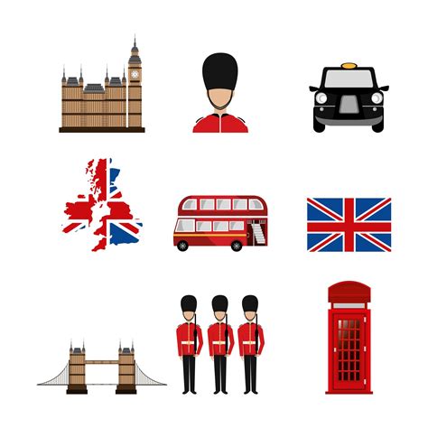 bundle of britain culture icons 2620660 Vector Art at Vecteezy