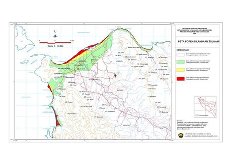 Peta Potensi Landaan Tsunami Banda Aceh - Aceh Besar | Katalog Peta ...