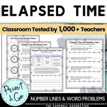 Elapsed Time Number Line Worksheets by The Campbell Connection | TpT