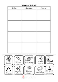 Fields of Science cutout worksheet by Kids Science Club | TpT