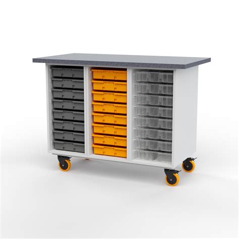 Rolling Workbench with 3 Cabinets, 24 Trays - VEX Robotics Storage Solutions - Robosource.net