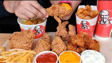 ASMR:EATING *KFC* CHICKEN HOT & CRISPY, POPCORN CHICKEN,HOT WINGS,CHICKEN TENDERS,KFC LEG PIECE ...