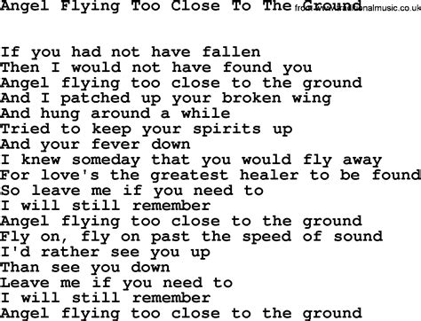 Willie Nelson song: Angel Flying Too Close To The Ground, lyrics