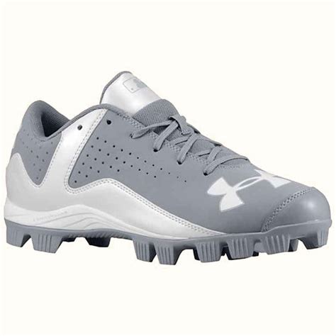 NEW Youth Under Armour Leadoff Low RM JR Baseball Cleats Grey/White ...