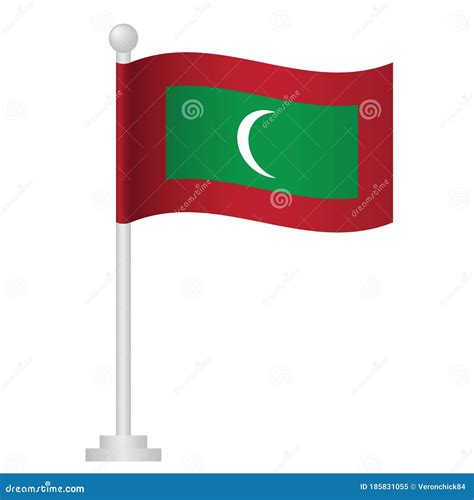 Maldives Flag. National Flag Of Maldives On Pole Vector | CartoonDealer ...