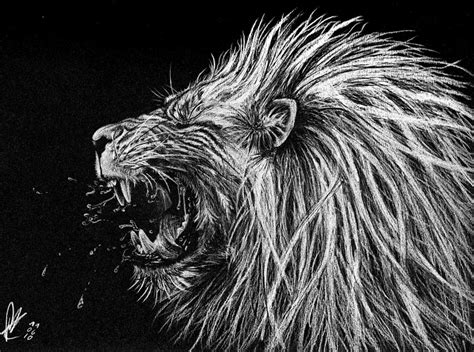 Lion Painting Black And White at PaintingValley.com | Explore collection of Lion Painting Black ...