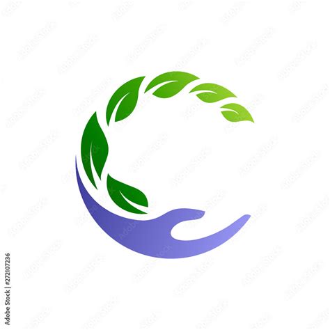 initial/letter c logo for health care, leaf and hand logo in the form of letter c Stock Vector ...