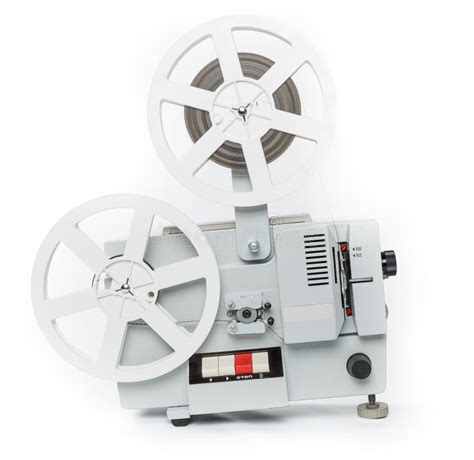 Old Film Projector Isolated on a White Background Stock Image - Image of reel, background: 77862765